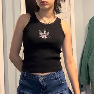 John Galt Black Nashville Lace Tank